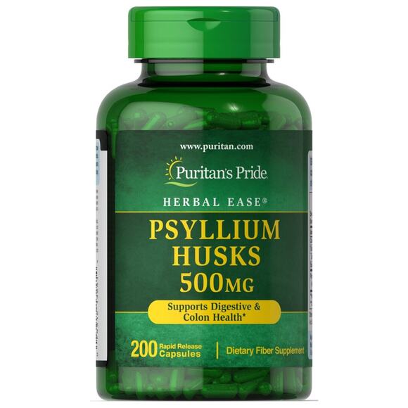 Puritan's Pride Psyllium Husks 500mg 200 Capsules NEW & SEALED - Picture 1 of 1